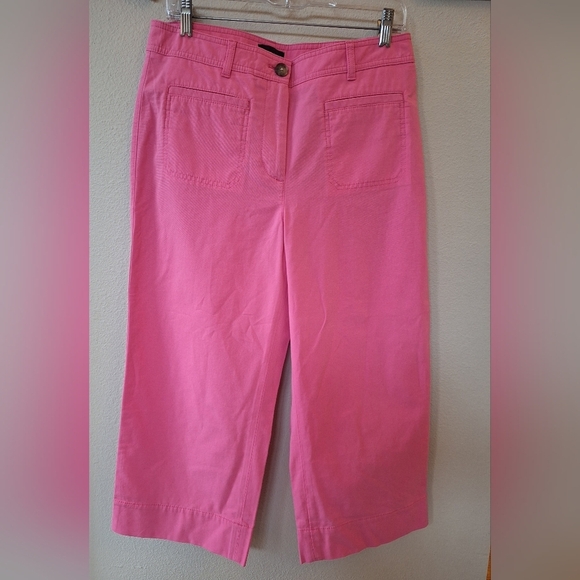 Talbots Womens Pink Geranium Wide Leg Cropped Pants Size 8P - Picture 1 of 10